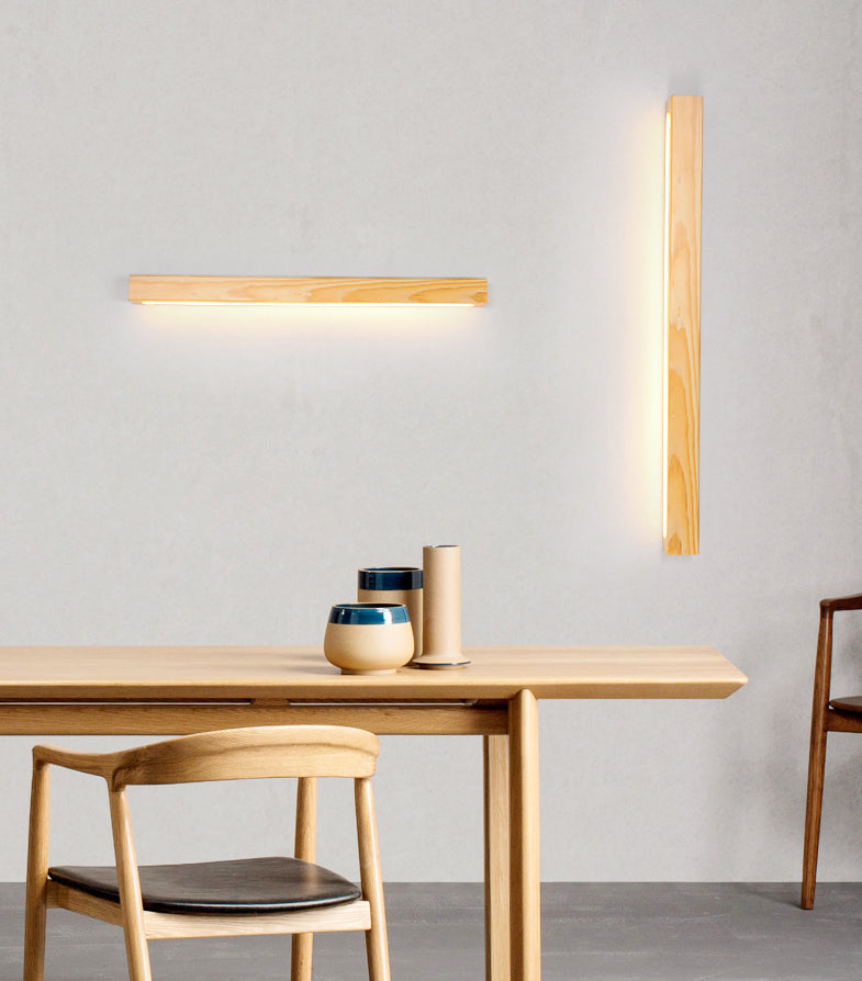 Linear Wooden Flush Mount Wall Lamp Nordic LED Wall Light Fixture for Living Room