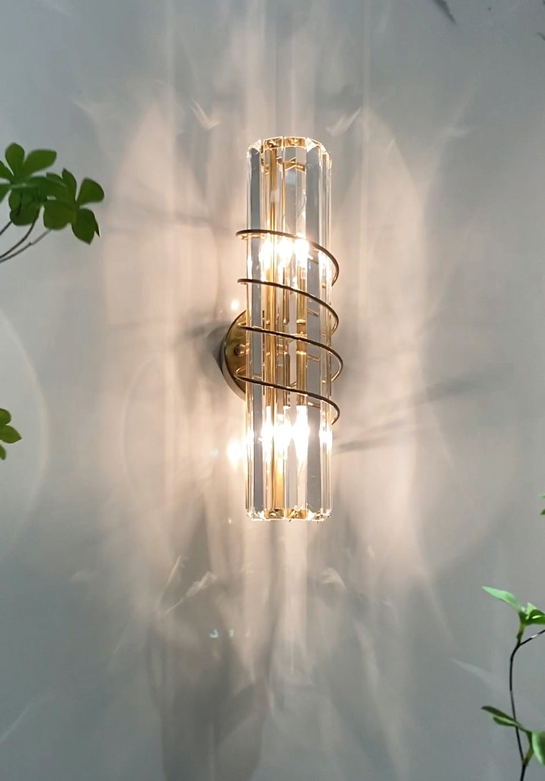 Postmodern Style Crystal Wall Sconce Light Living Room Hallway Wall Lamp in Gold