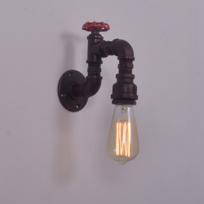 1-Light Industrial Wrought Iron Wall Sconce Pipe and Gauge Wall Light Lamp for Dining Room