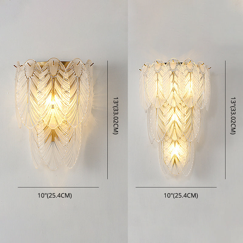 Leaf Flush Mount Wall Sconce Postmodern Crystal Gold Wall Light for Living Room