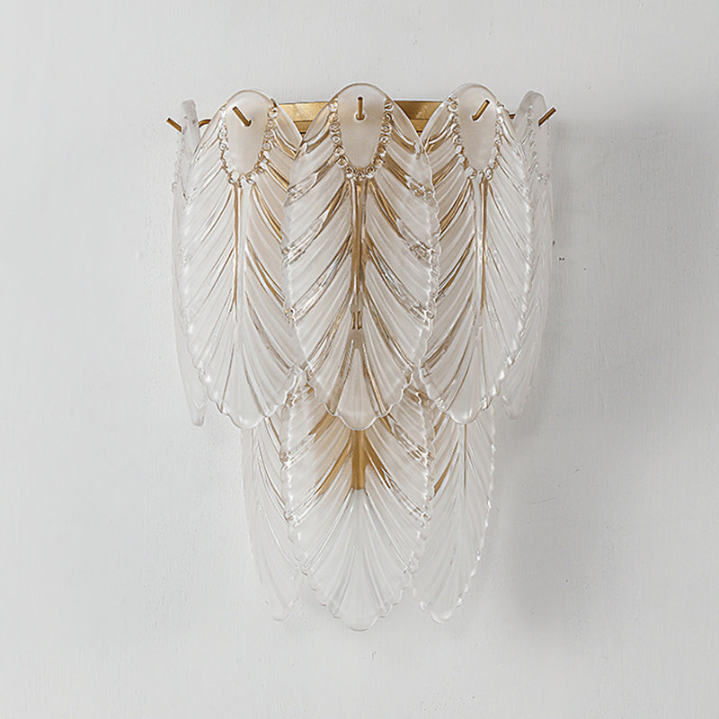 Leaf Flush Mount Wall Sconce Postmodern Crystal Gold Wall Light for Living Room
