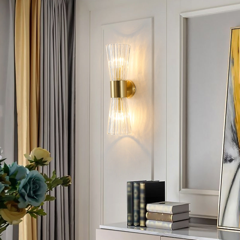 Lampada di scarico di clessidri di clessidri Crystal 2 Luci Postmoderna Luce murale in oro