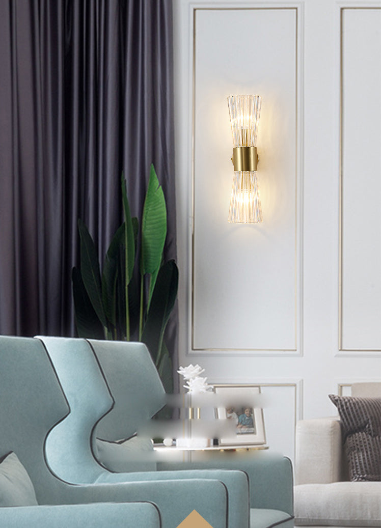 Lampada di scarico di clessidri di clessidri Crystal 2 Luci Postmoderna Luce murale in oro