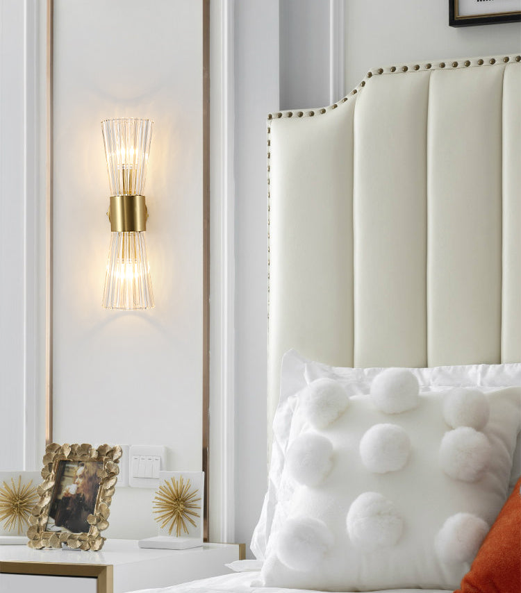 Lampada di scarico di clessidri di clessidri Crystal 2 Luci Postmoderna Luce murale in oro