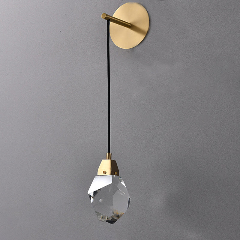Postmodern Stone Shaped Wall Light Crystal 1 Bulb Bedside Wall Lighting in Brass