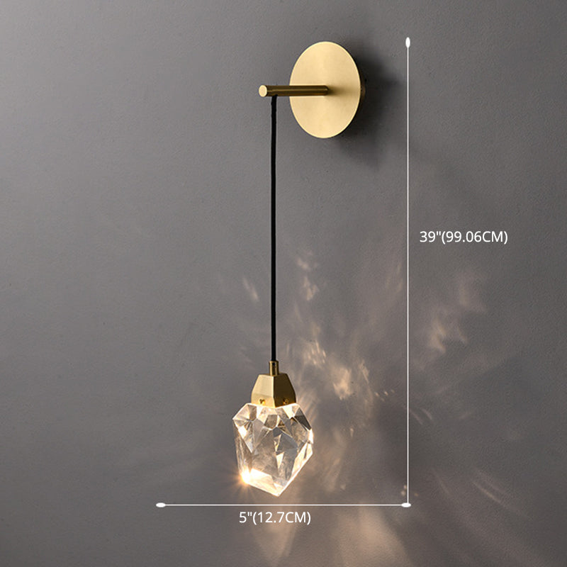Postmodern Stone Shaped Wall Light Crystal 1 Bulb Bedside Wall Lighting in Brass