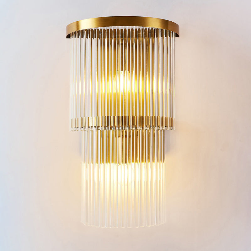 Lampada a sconde in cristallo a 2 livelli moderni a 2 luci a muro di luce montata per camera da letto