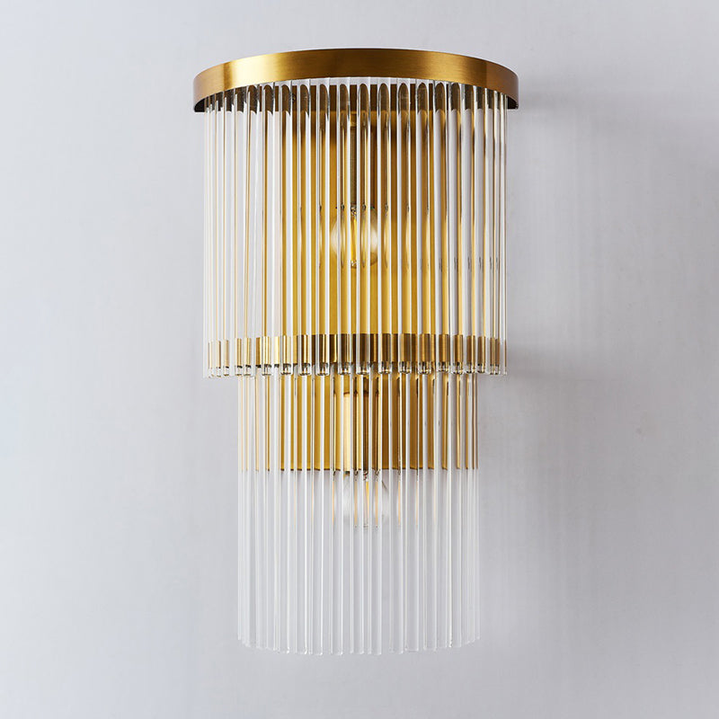 Lampada a sconde in cristallo a 2 livelli moderni a 2 luci a muro di luce montata per camera da letto