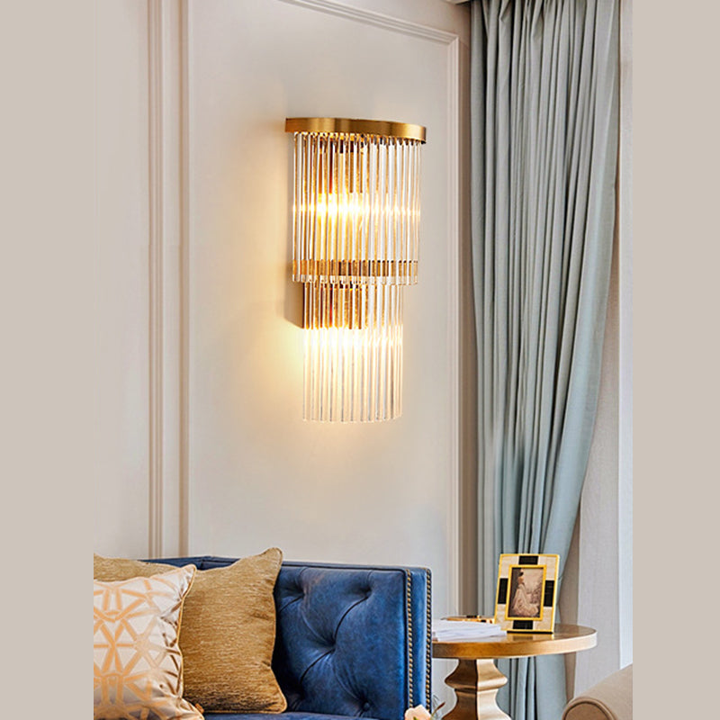Lampada a sconde in cristallo a 2 livelli moderni a 2 luci a muro di luce montata per camera da letto