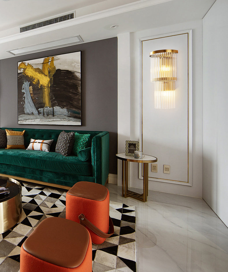 Lampada a sconde in cristallo a 2 livelli moderni a 2 luci a muro di luce montata per camera da letto