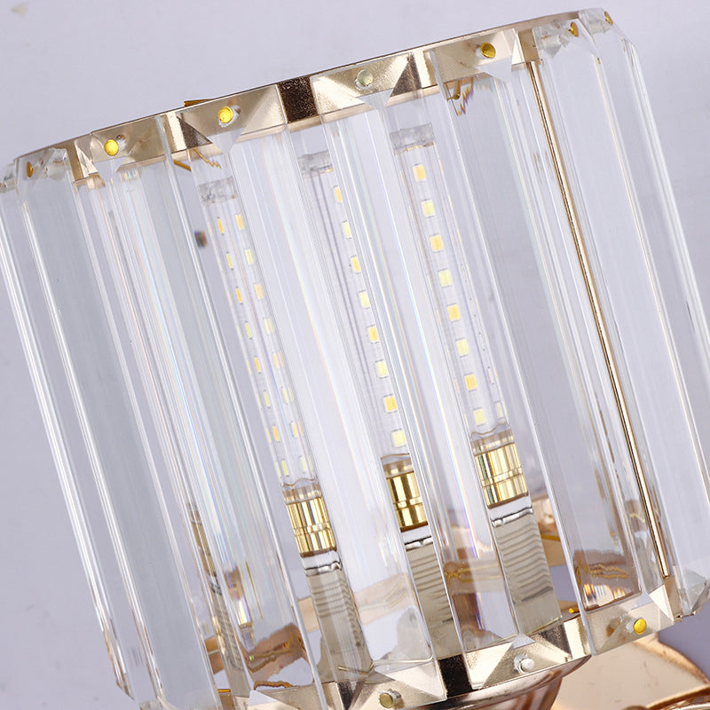 Rose Gold Small Wall Lighting Minimalist 1-Light Prismatic Crystal Sconce for Hallway