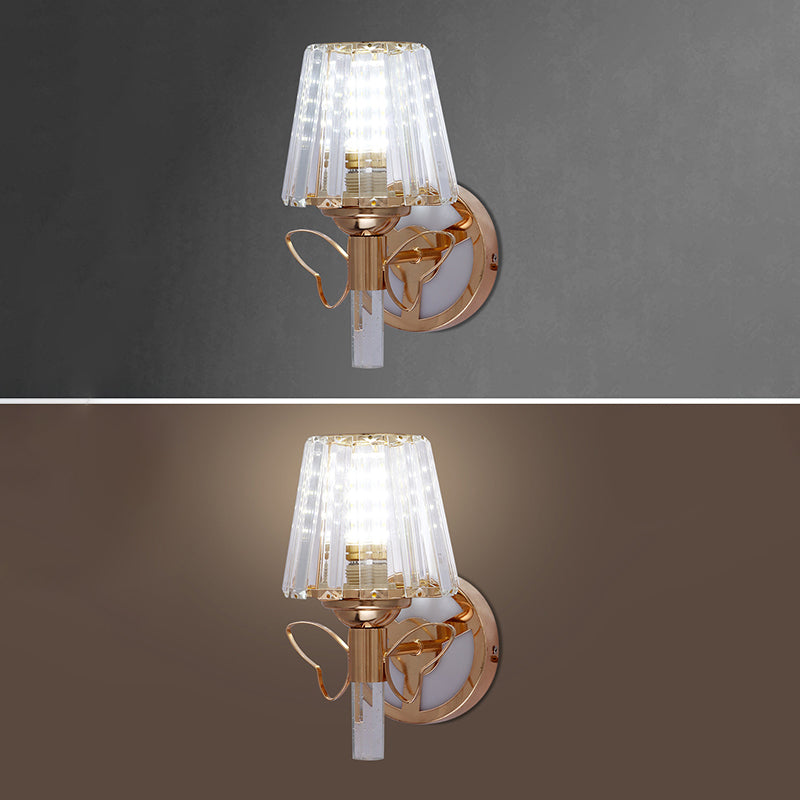Rose Gold Small Wall Lighting Minimalist 1-Light Prismatic Crystal Sconce for Hallway