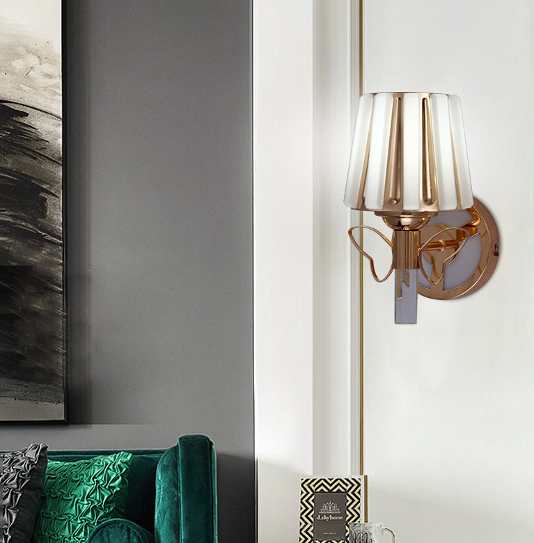 Rose Gold Small Wall Lighting Minimalist 1-Light Prismatic Crystal Sconce for Hallway