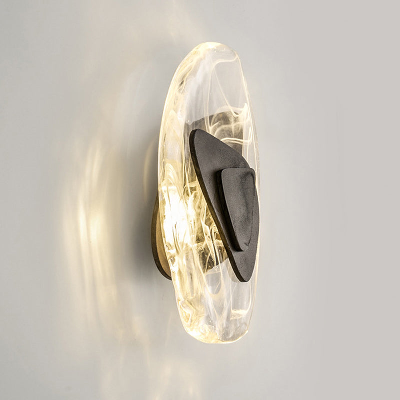 Oval Crystal Glass Wall Sconce Postmodern LED Wall Mounted Light for Living Room