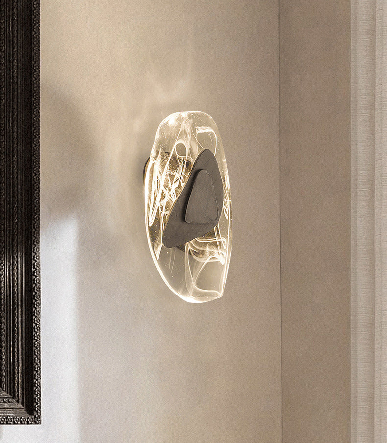 Oval Crystal Glass Wall Sconce Postmodern LED Wall Mounted Light for Living Room