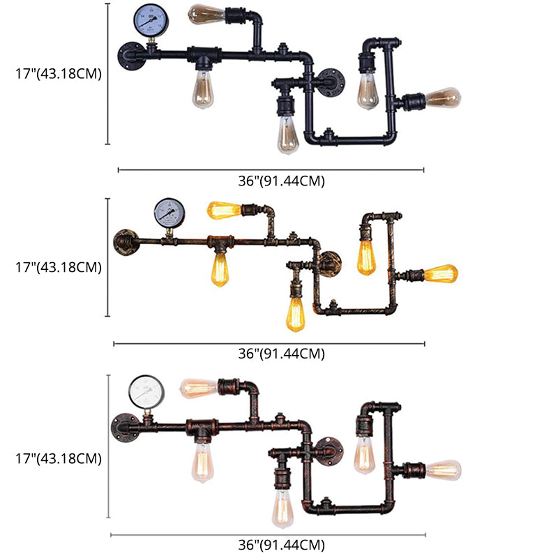 5 Leichtwerte verdrehte Pfeifenwandleuchten Industrial Loft Vintage Wall Lighting Ideen für Esszimmer