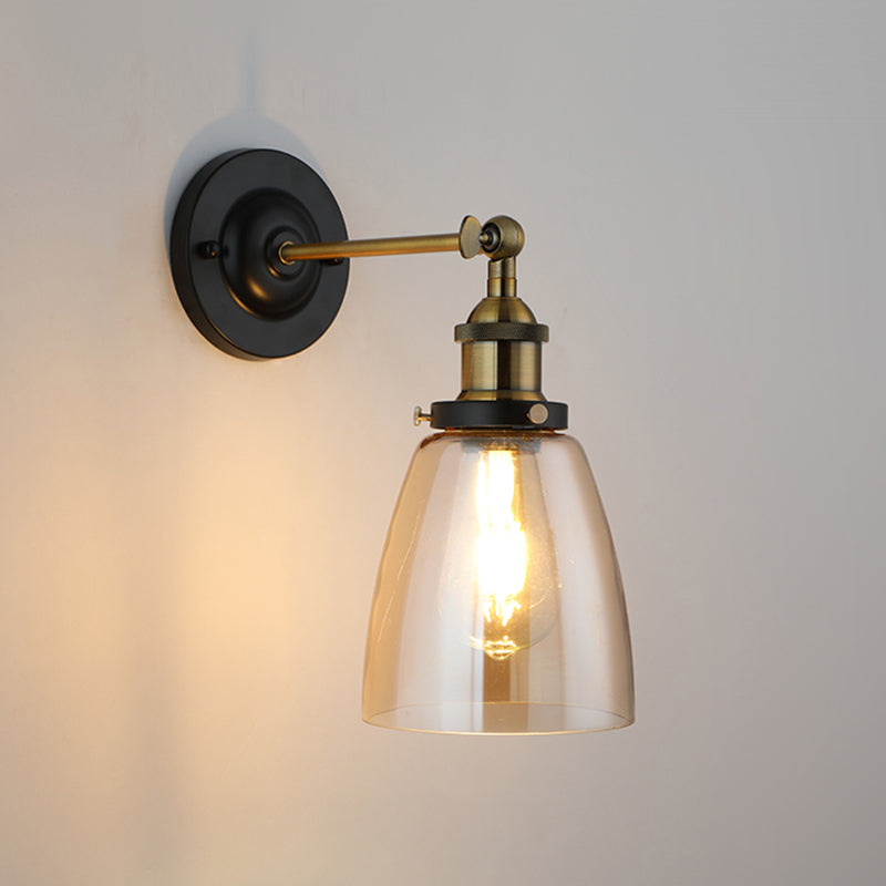 Black Clear Glass Wall Lamp Sconce Industrial Style Sconce Lamp for Dining Room