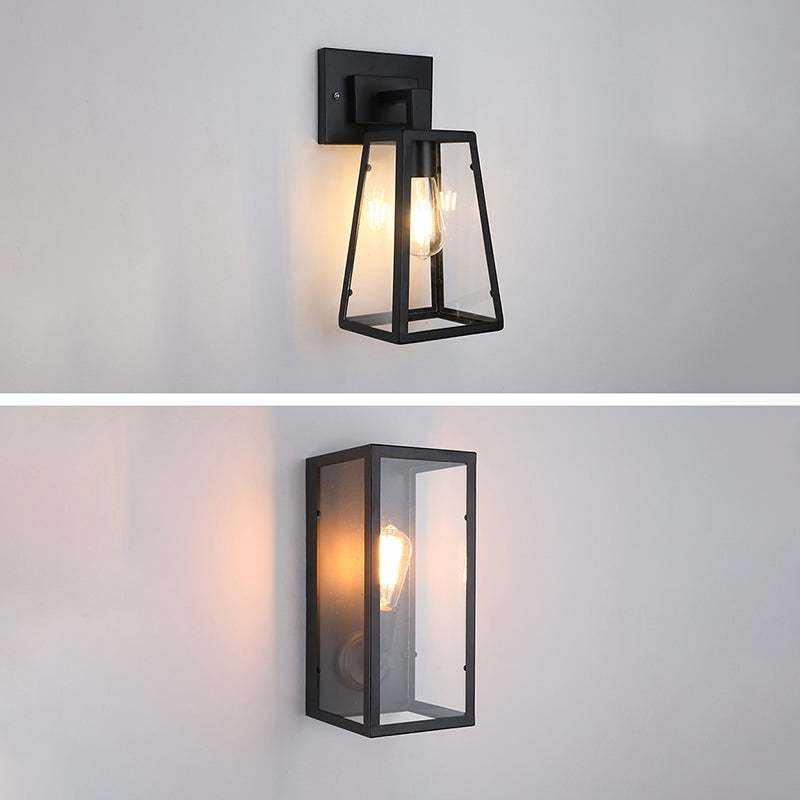 Black Clear Glass Wall Lamp Sconce Industrial Style Sconce Lamp for Dining Room