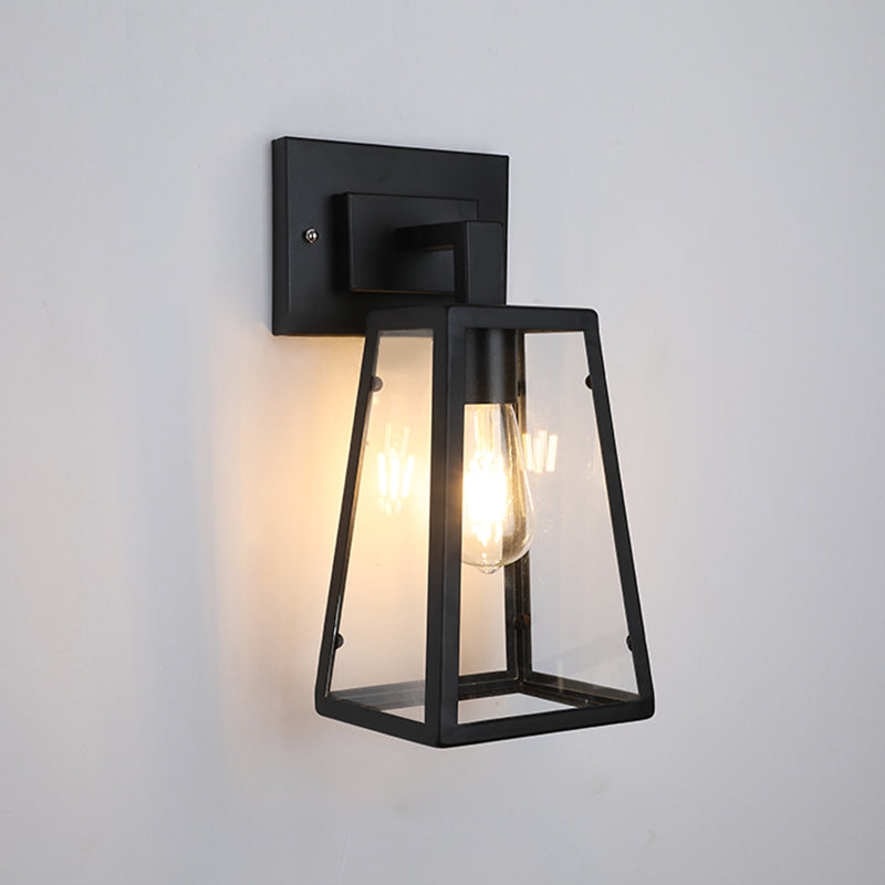 Black Clear Glass Wall Lamp Sconce Industrial Style Sconce Lamp for Dining Room