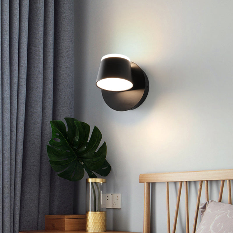 New Modern Aluminum 1-Light Wall Mount Lamp Adjustable Round Wall Sconce for Bedroom