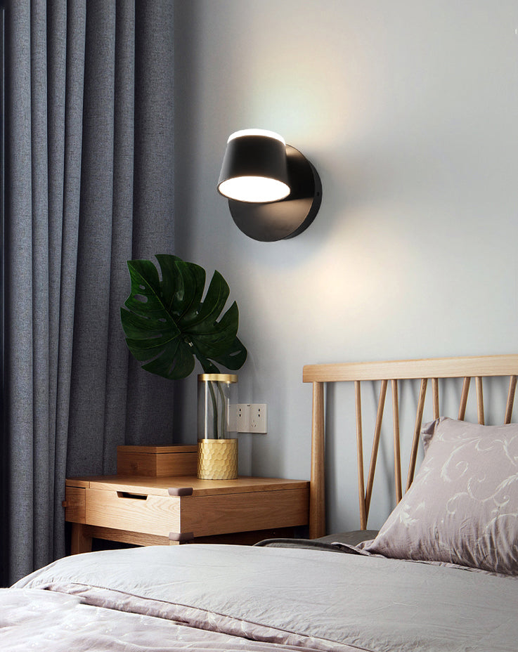 New Modern Aluminum 1-Light Wall Mount Lamp Adjustable Round Wall Sconce for Bedroom