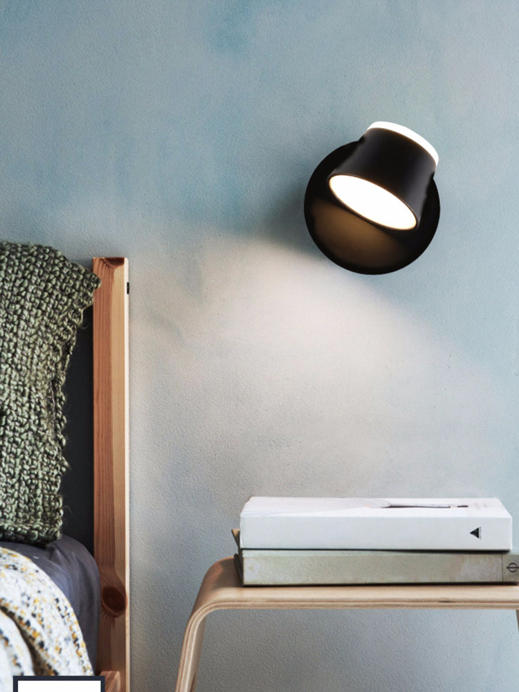New Modern Aluminum 1-Light Wall Mount Lamp Adjustable Round Wall Sconce for Bedroom