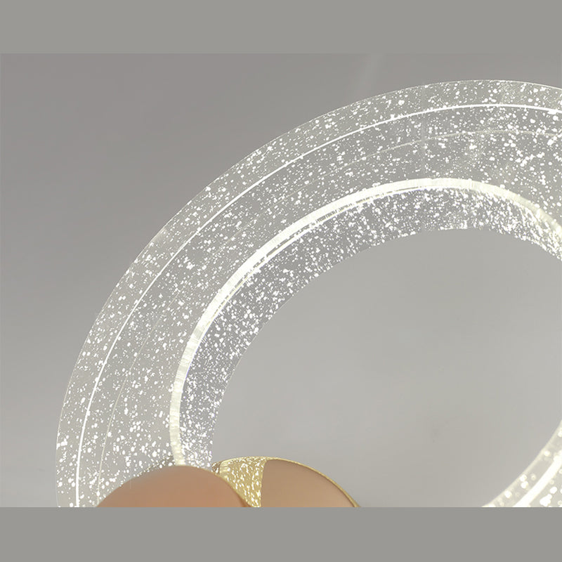 Gold Contemporary 1-Light LED Wall Sconce Circle Crystal Wall Mounted Light for Bedroom