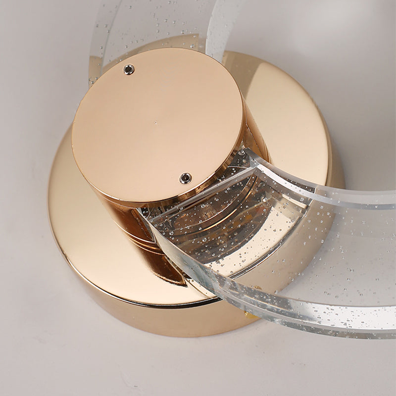 Gold Contemporary 1-Light LED Wall Sconce Circle Crystal Wall Mounted Light for Bedroom