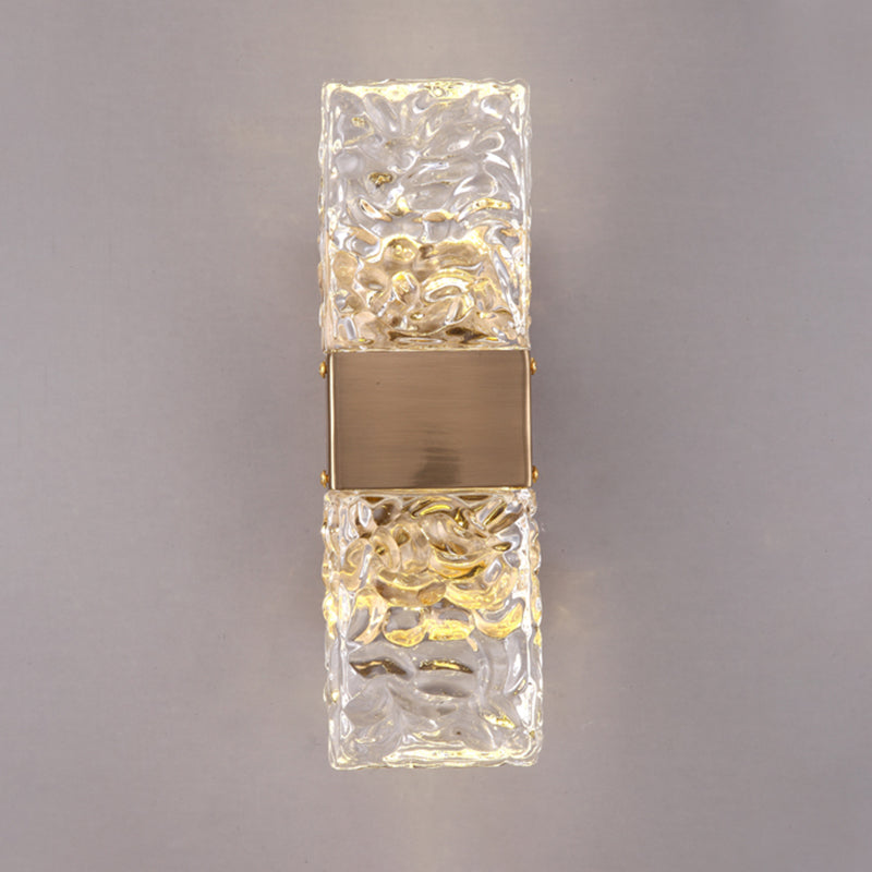Gold Crystal Block Rectangular Wall Light Modern Wall Sconce for Living Room