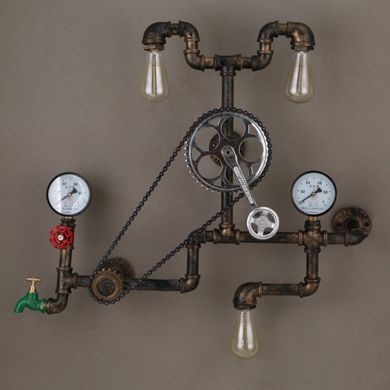 Riegel antike Bronze Eisenwandhalterung Lampe Industriewasserrohrleitungsleuchte