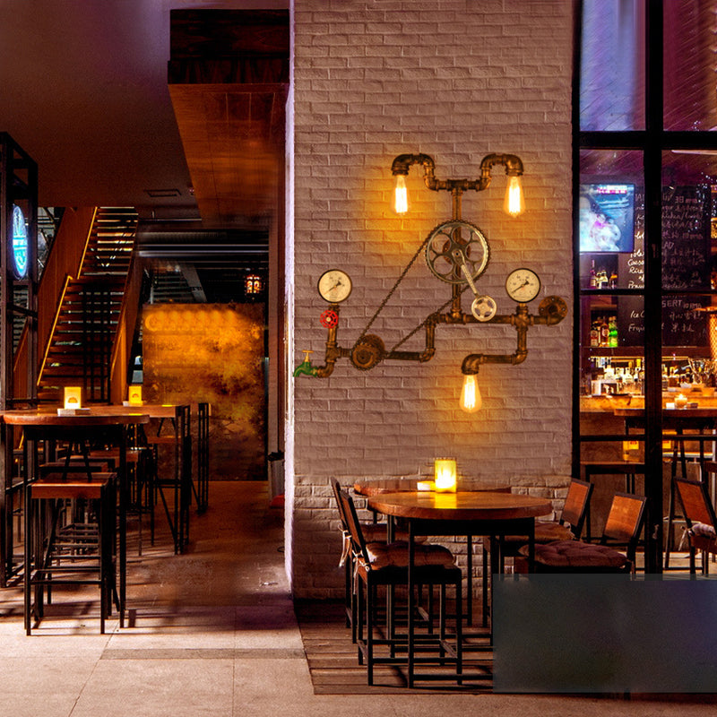 Riegel antike Bronze Eisenwandhalterung Lampe Industriewasserrohrleitungsleuchte