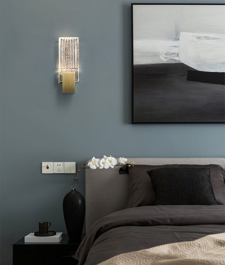 Pronzo della parete rettangolare oro in stile moderno in ferro battuto in ferro battuto con tonalità di cristallo