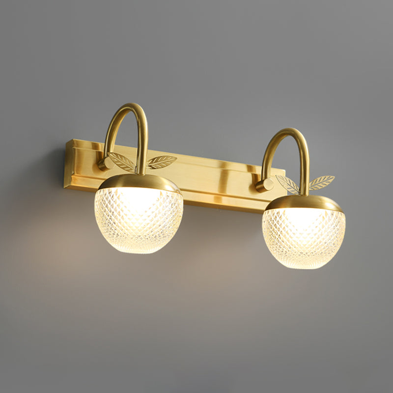 Modern Light Luxury Style Spherical Flush Mount Wall Sconce Copper Wall Mounted Vanity Lights