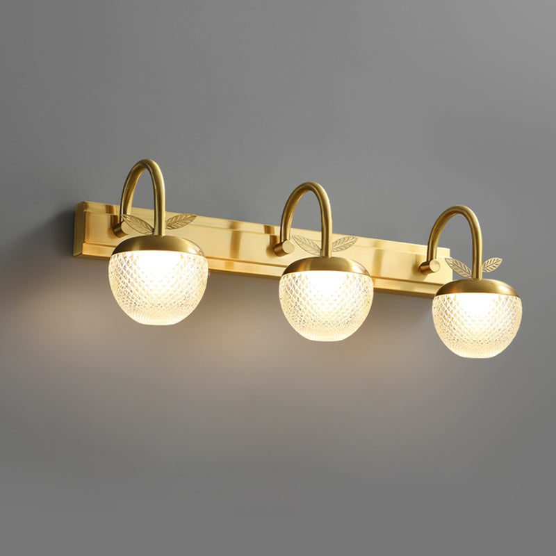 Modern Light Luxury Style Spherical Flush Mount Wall Sconce Copper Wall Mounted Vanity Lights