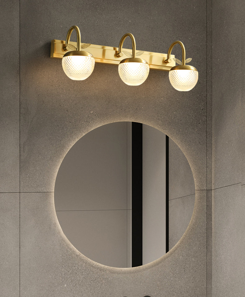 Modern Light Luxury Style Spherical Flush Mount Wall Sconce Copper Wall Mounted Vanity Lights