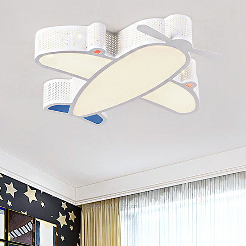 Acrylic and Metal Plane Flush Mount Light Boys Bedroom Cartoon Eye-Caring LED Ceiling Lamp