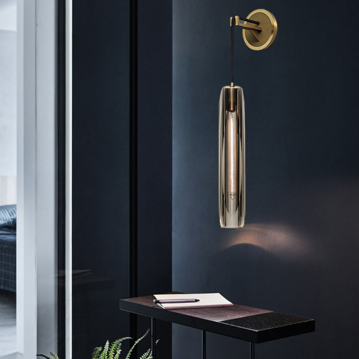 Contemporary Armed Crystal Wall Sconce 1-Light Wall Mounted Lamp for Living Room