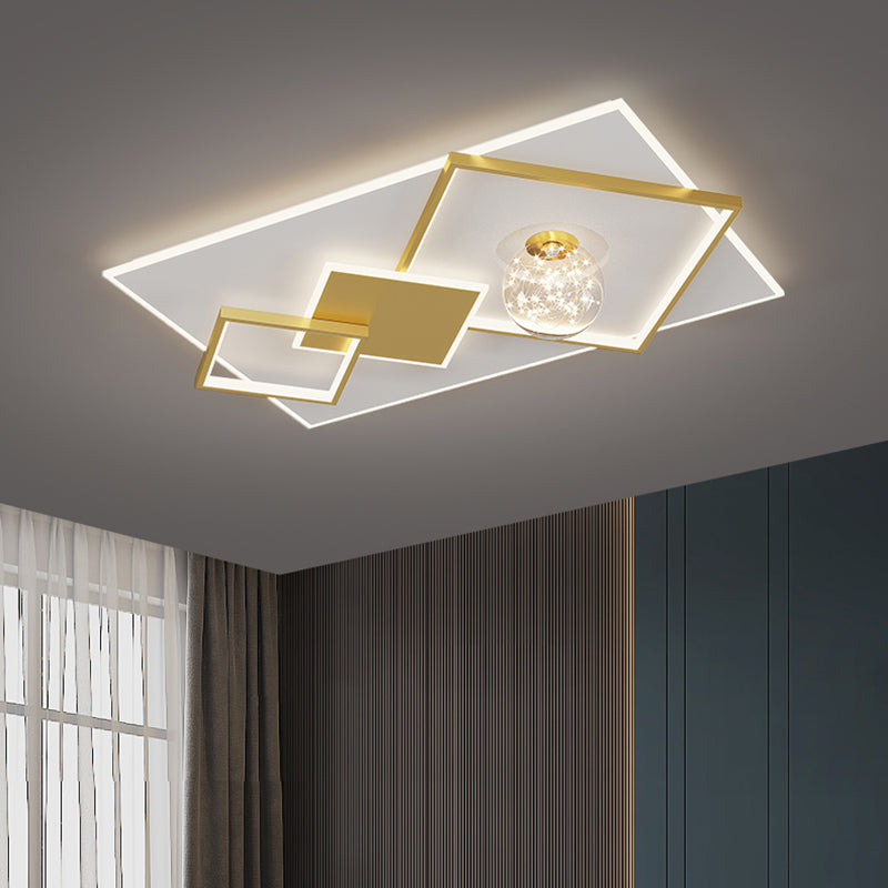 Modern Luxury Style Geometric Flush Mount Ceiling Chandelier Metal Flush Mount Light Fixtures for Living Room
