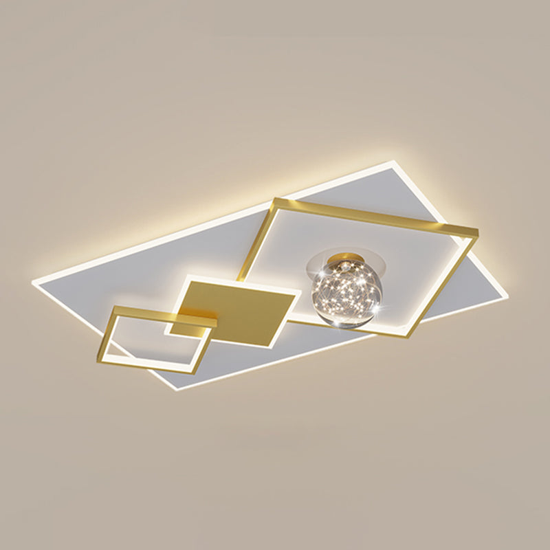 Modern Luxury Style Geometric Flush Mount Ceiling Chandelier Metal Flush Mount Light Fixtures for Living Room