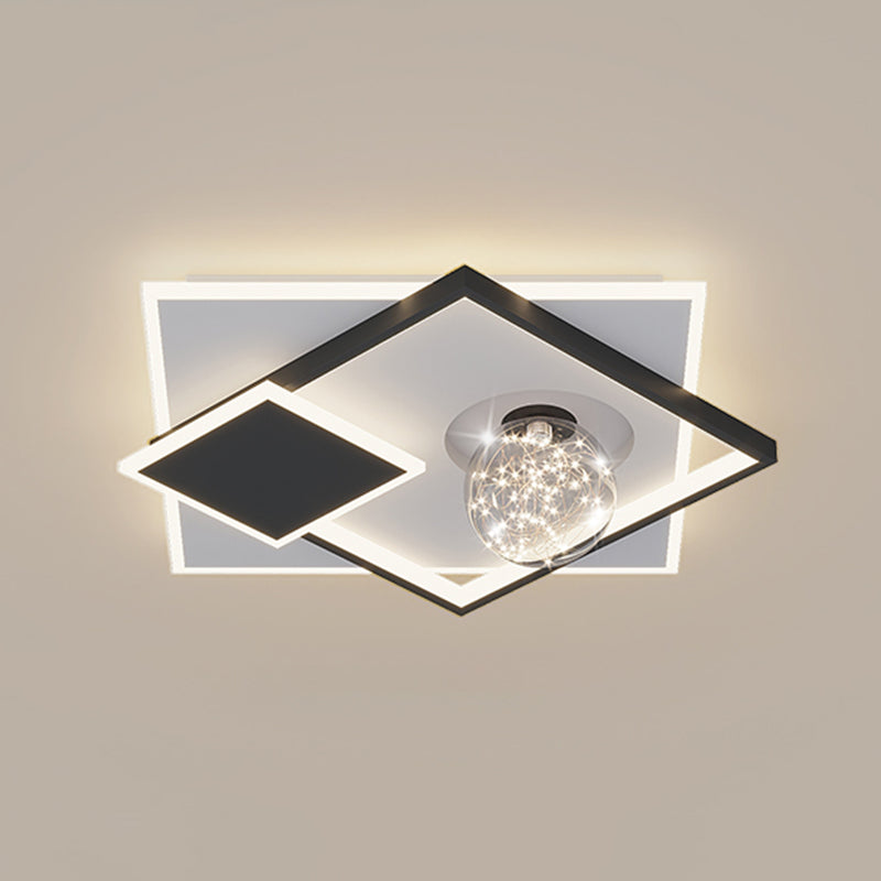 Modern Luxury Style Geometric Flush Mount Ceiling Chandelier Metal Flush Mount Light Fixtures for Living Room