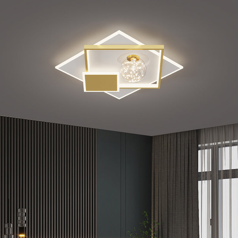 Modern Luxury Style Geometric Flush Mount Ceiling Chandelier Metal Flush Mount Light Fixtures for Living Room
