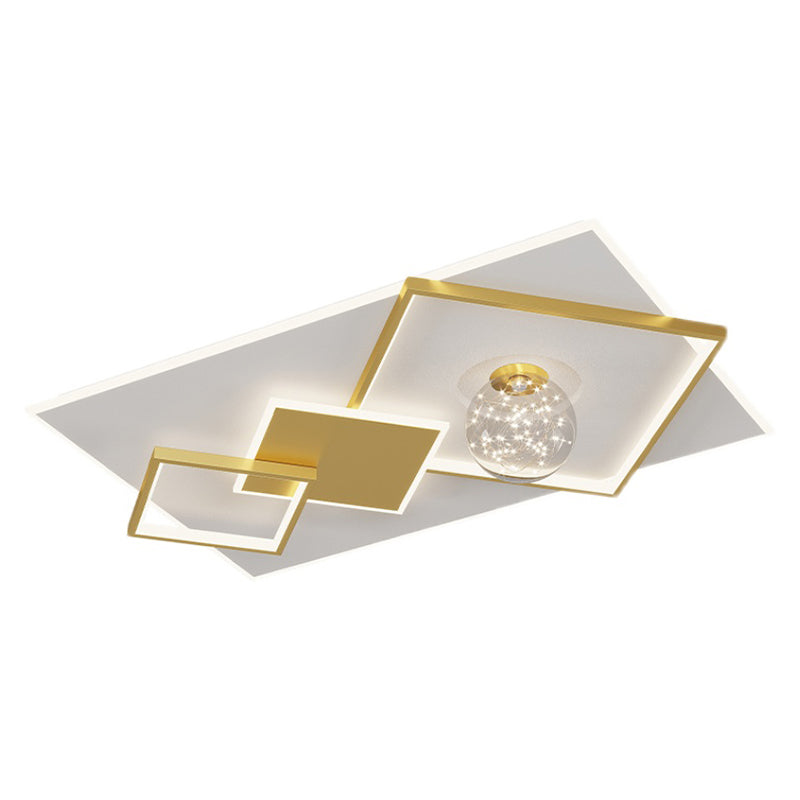 Modern Luxury Style Geometric Flush Mount Ceiling Chandelier Metal Flush Mount Light Fixtures for Living Room