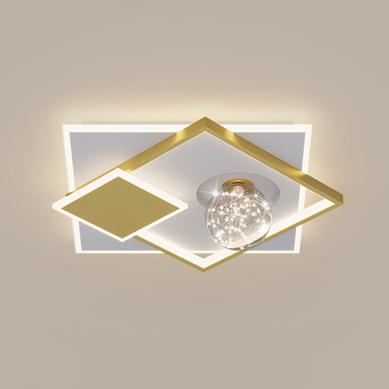 Modern Luxury Style Geometric Flush Mount Ceiling Chandelier Metal Flush Mount Light Fixtures for Living Room