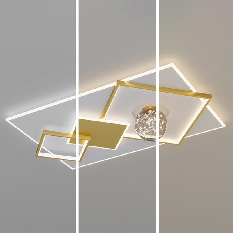 Modern Luxury Style Geometric Flush Mount Ceiling Chandelier Metal Flush Mount Light Fixtures for Living Room