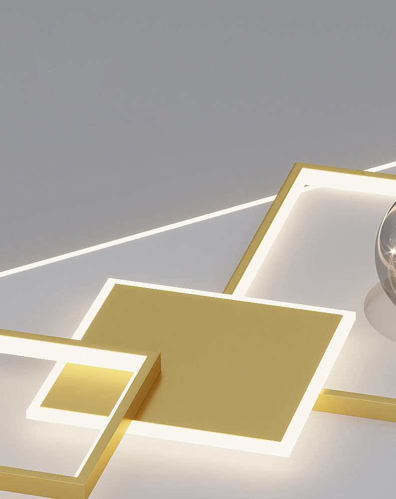 Modern Luxury Style Geometric Flush Mount Ceiling Chandelier Metal Flush Mount Light Fixtures for Living Room