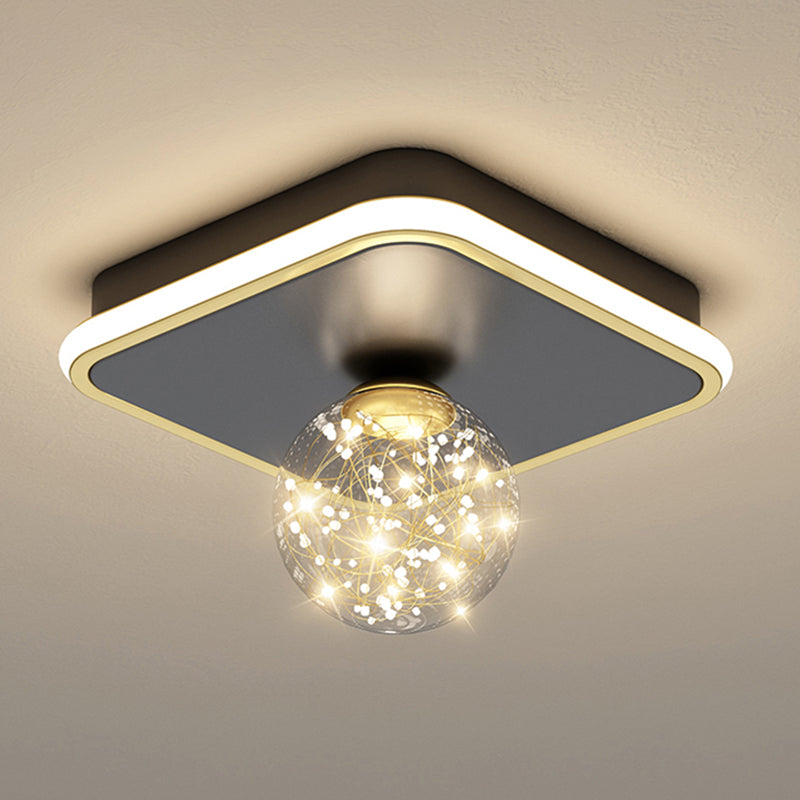 Moderne Kugel-Deckenleuchte im minimalistischen Stil, Glas, 2 Lichter, Unterputz-Deckenleuchte