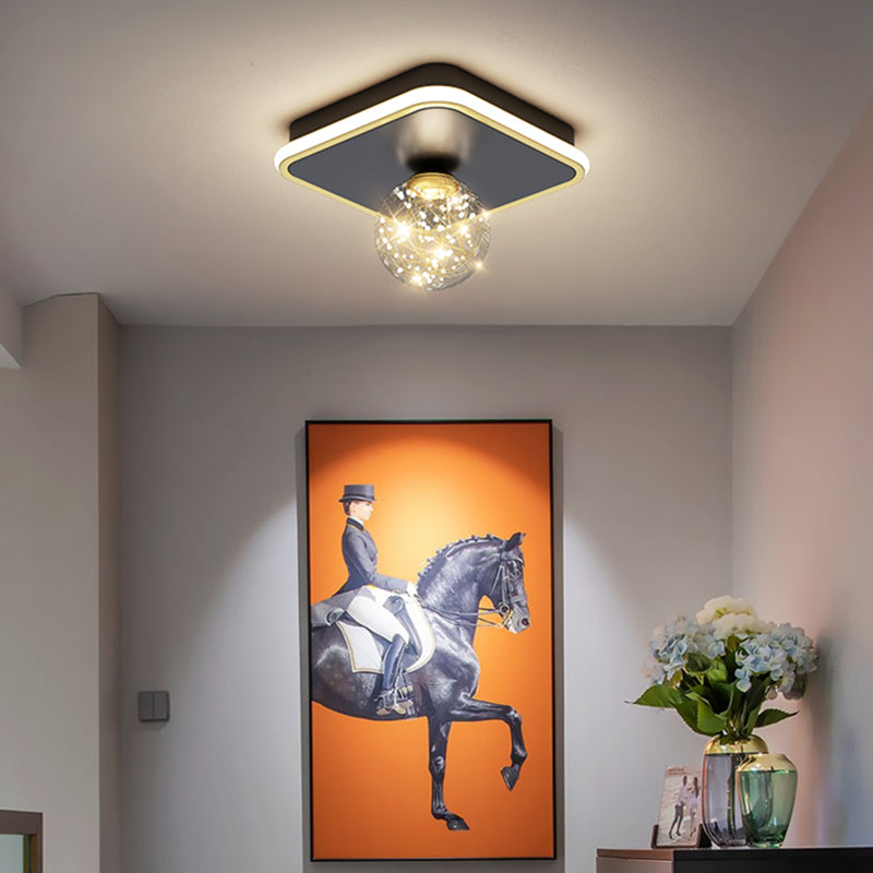 Moderne Kugel-Deckenleuchte im minimalistischen Stil, Glas, 2 Lichter, Unterputz-Deckenleuchte