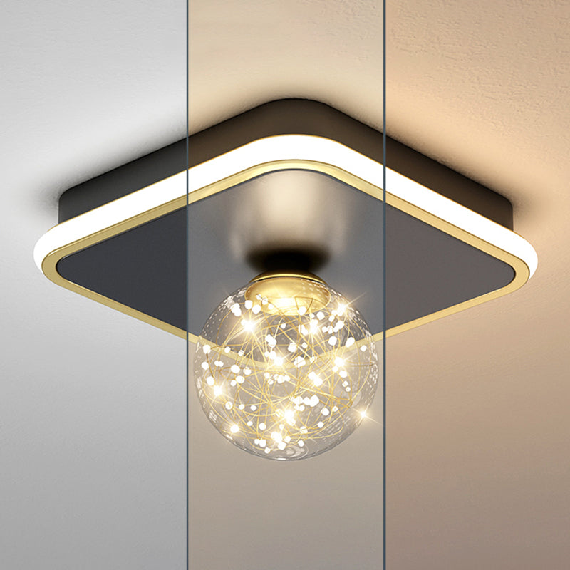 Moderne Kugel-Deckenleuchte im minimalistischen Stil, Glas, 2 Lichter, Unterputz-Deckenleuchte