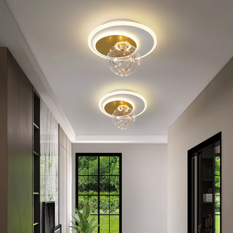 Modern Luxury Style Spherical Flush Mount Ceiling Light Fixtures Glass Ceiling Mount Chandelier