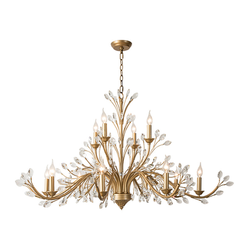 Multi Light Candle Pendant Light with Crystal Decoration American Country Style Metal Chandelier
